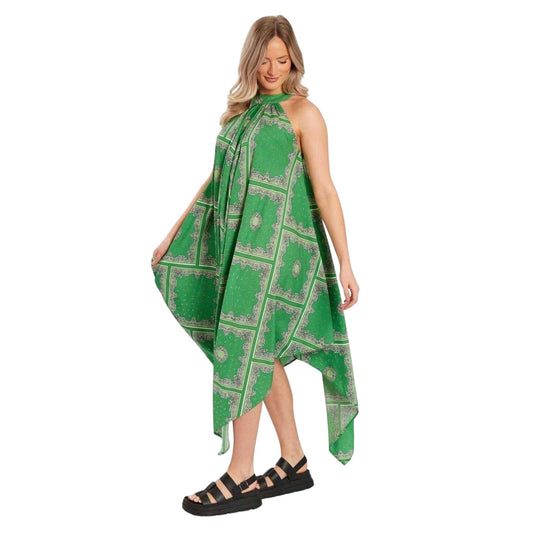Green - Front - Violet Romance Womens-Ladies Halter Neck Midi Dress