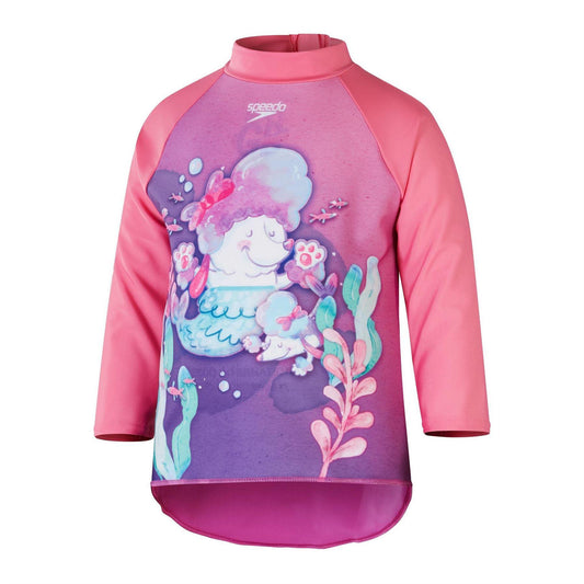 Pink-Purple - Front - Speedo Girls Mermaid Swimming Rash Top
