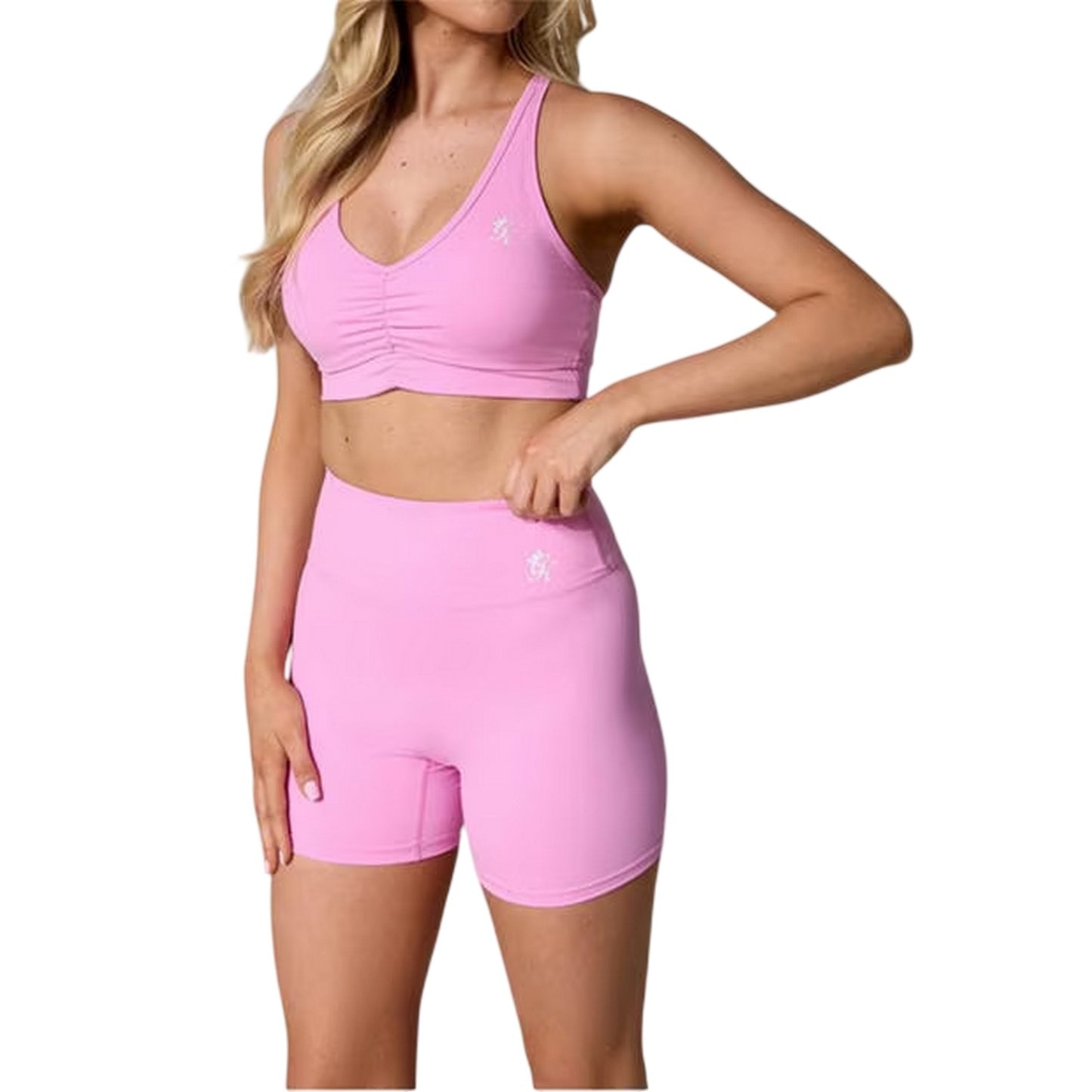 Pink - Lifestyle - Gym King Womens-Ladies Scrunch Criss-Cross Sports Bra