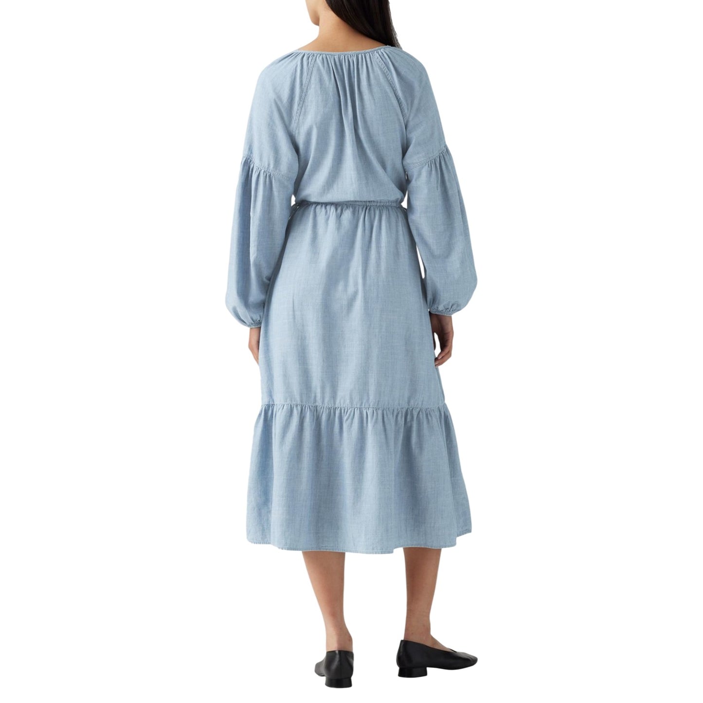 Light Blue - Lifestyle - Levis Womens-Ladies Jolene Crew Neck 3-4 Sleeve Maxi Dress