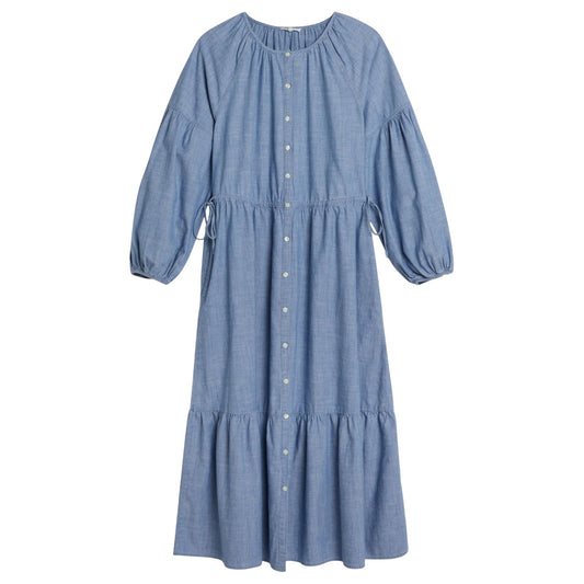 Light Blue - Front - Levis Womens-Ladies Jolene Crew Neck 3-4 Sleeve Maxi Dress