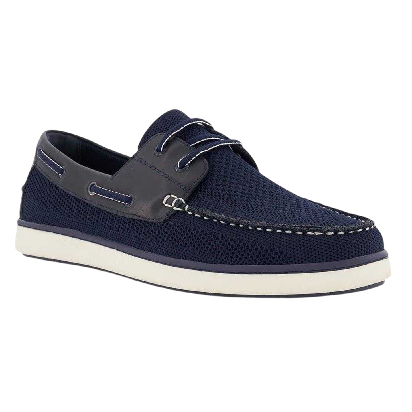 Navy - Lifestyle - Dune London Mens Textured Leather Flat Boat Shoes