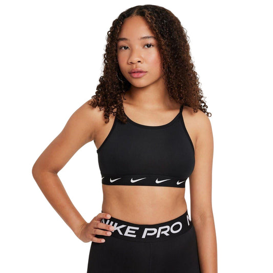 Black-White - Front - Nike Girls One Dri-FIT Sports Bra