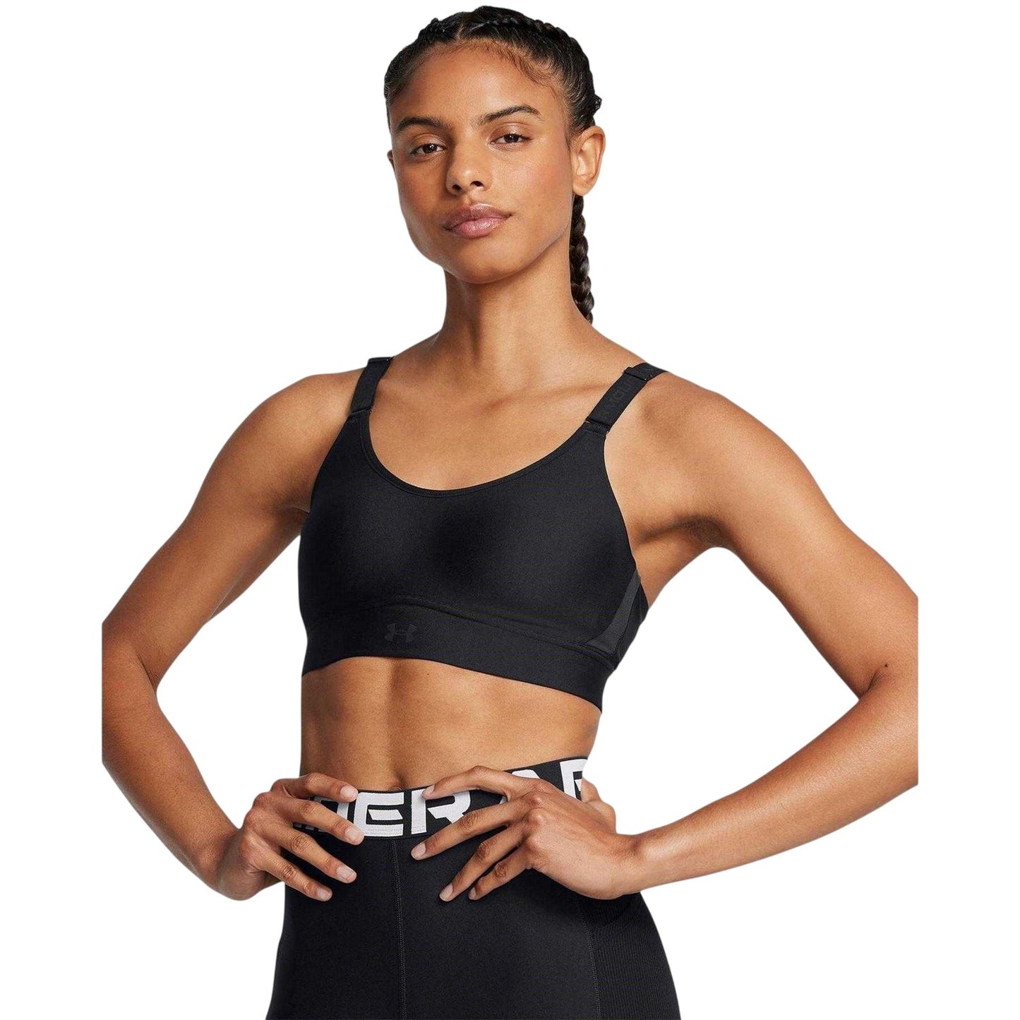 Black - Side - Under Armour Womens-Ladies Infinity Medium Impact Sports Bra