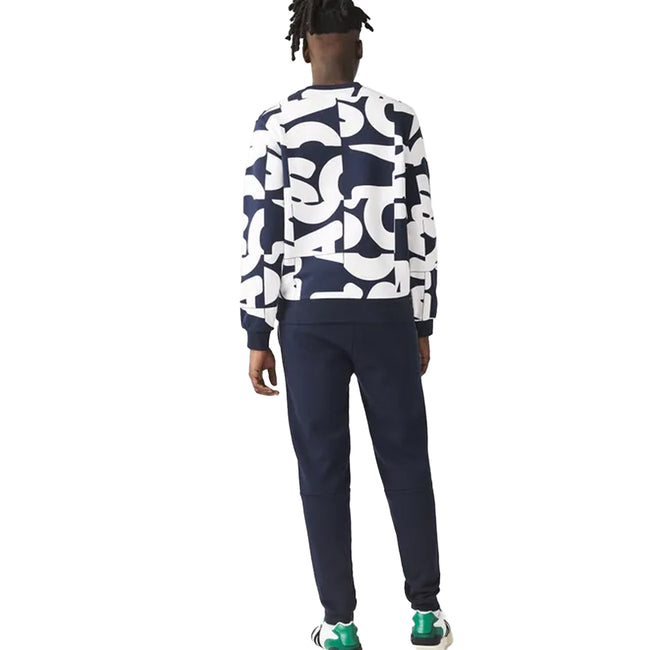 Blue - Back - Lacoste Mens Branded Tape Jogging Bottoms