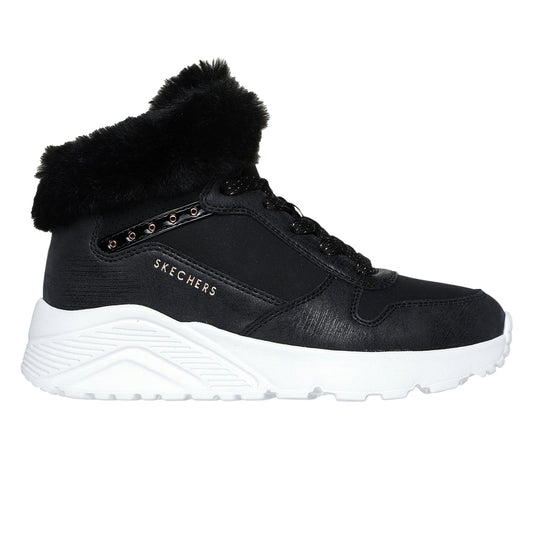 Black-Rose Gold - Front - Skechers Childrens-Kids Unolite High Top Trainers