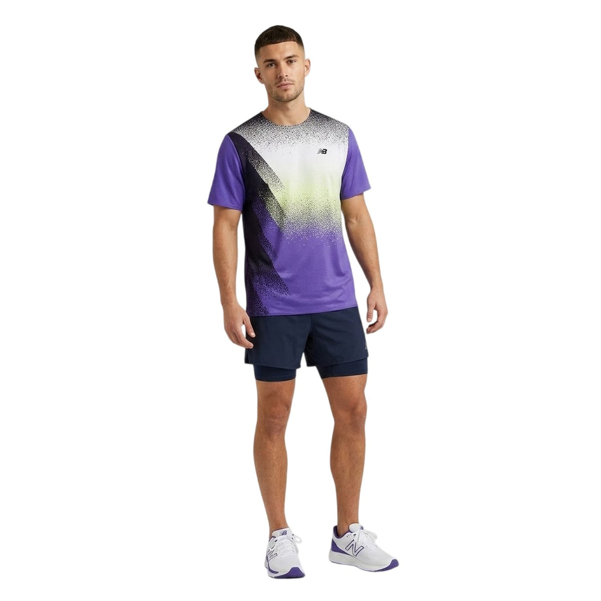 Blue - Lifestyle - New Balance Mens Race Day Speckle Logo T-Shirt