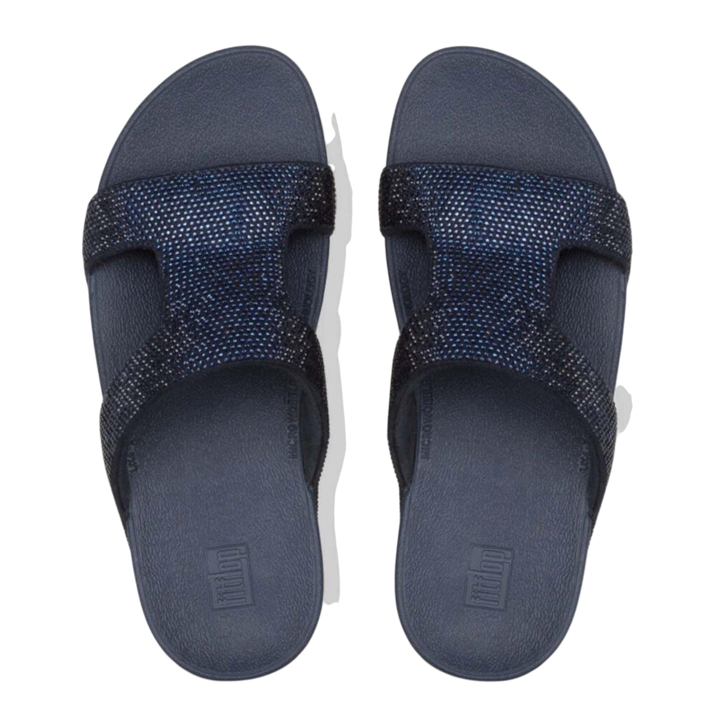 Navy - Side - FitFlop Womens-Ladies Marli Microfibre Sliders