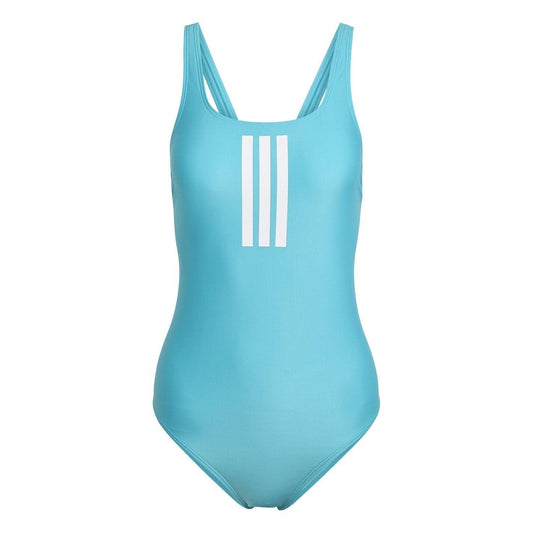 Cyan - Front - Adidas Womens-Ladies Triple Stripe One Piece Swimsuit