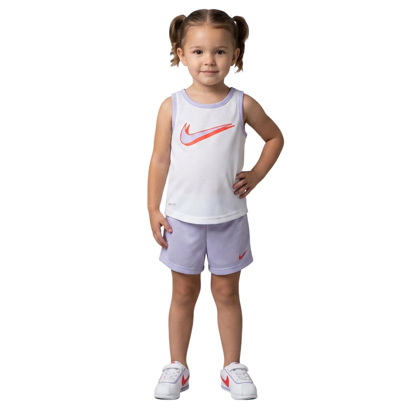Purple - Pack Shot - Nike Girls Mesh Sleeveless Top & Shorts Set