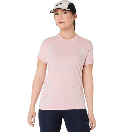 Sun-Coral - Front - Asics Womens-Ladies Performance Seamless Slim Running Top