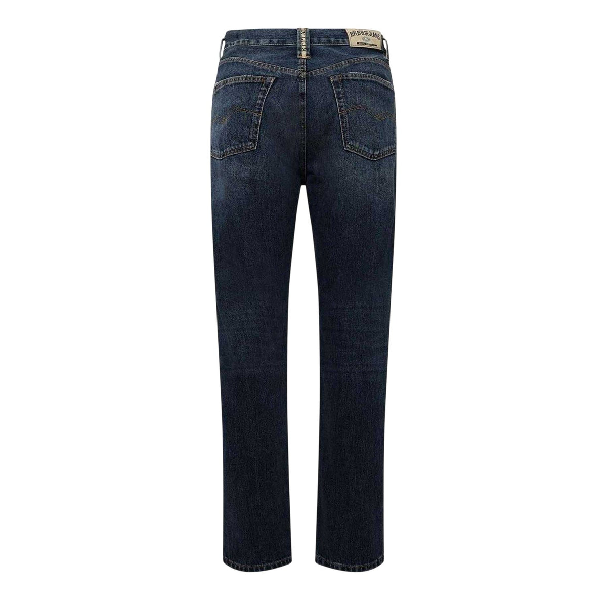 Blue - Back - Replay Womens-Ladies Cotton Straight Jeans
