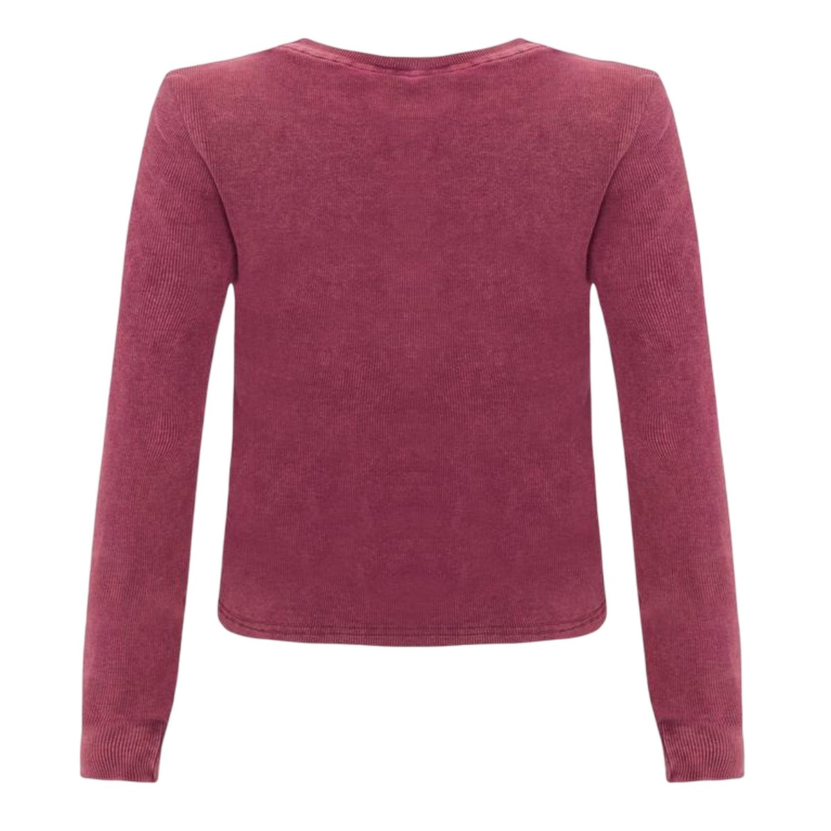 Burgundy - Back - I Saw It First Womens-Ladies Ribbed Long-Sleeved Top