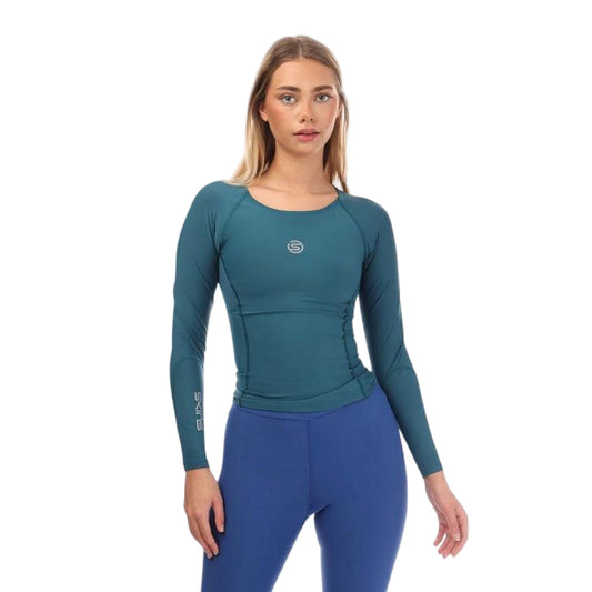 Teal - Front - Skins Womens-Ladies Series-3 Logo Long-Sleeved Top