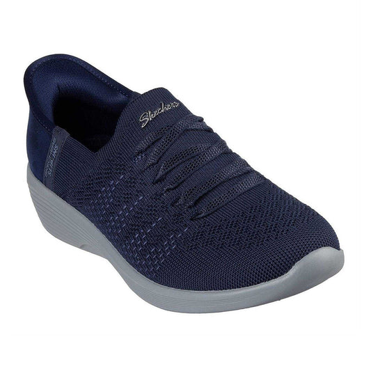 Navy - Front - Skechers Womens-Ladies Arya Swiftly Slip-on Relaxed Fit Trainers