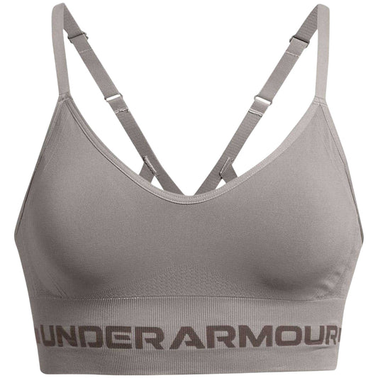 Pewter - Front - Under Armour Womens-Ladies Low Impact Sports Bra