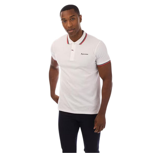 White-Navy - Front - Aquascutum Mens Slim Short-Sleeved Polo Shirt