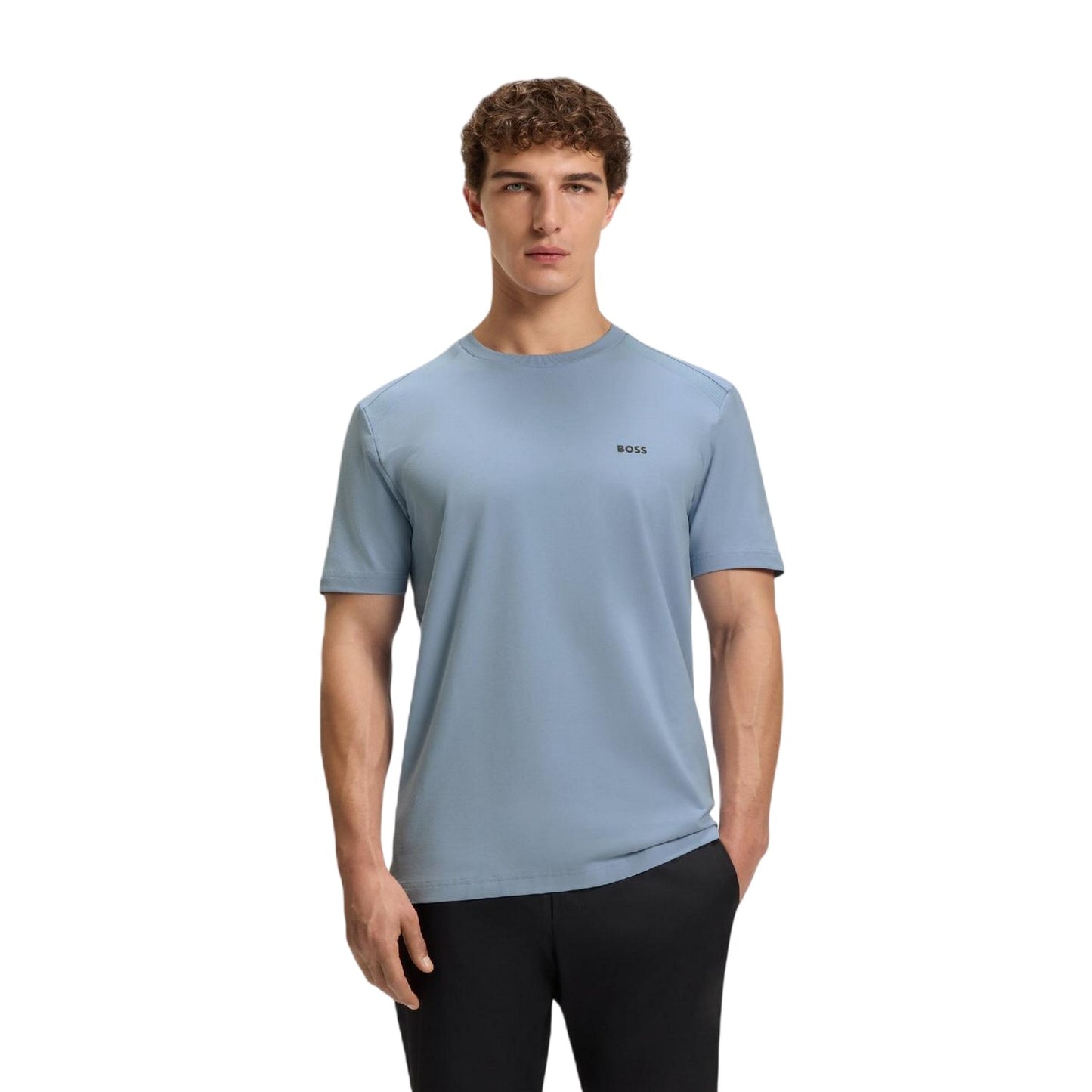 Blue - Lifestyle - Boss Mens Crew Neck Regular Short-Sleeved Polo Shirt