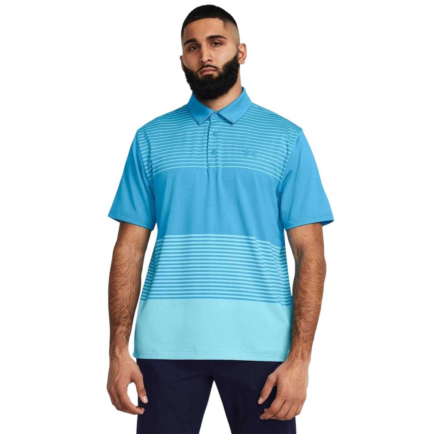 Light Blue - Side - Under Armour Mens Playoff 3.0 Stripe Polo Shirt