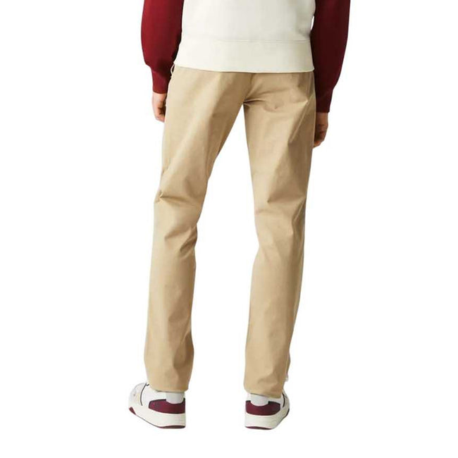 Beige - Back - Lacoste Mens Gabardine Stretch Slim Trousers