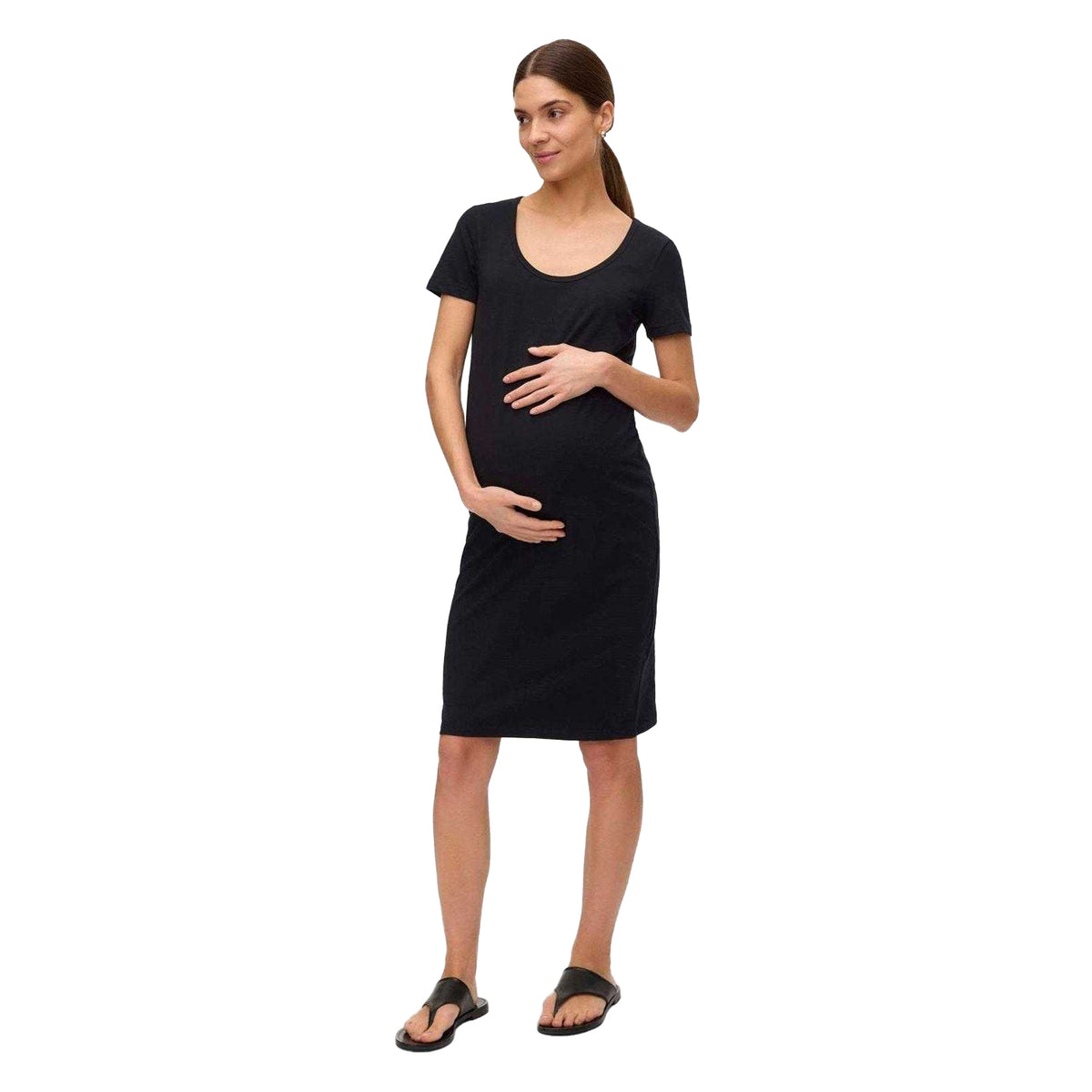 Black - Pack Shot - Mamalicious Womens-Ladies Maternity Short-Sleeved T-Shirt Dress
