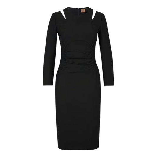 Black - Front - Boss Womens-Ladies Dadeka Crew Neck Slim Bodycon Dress