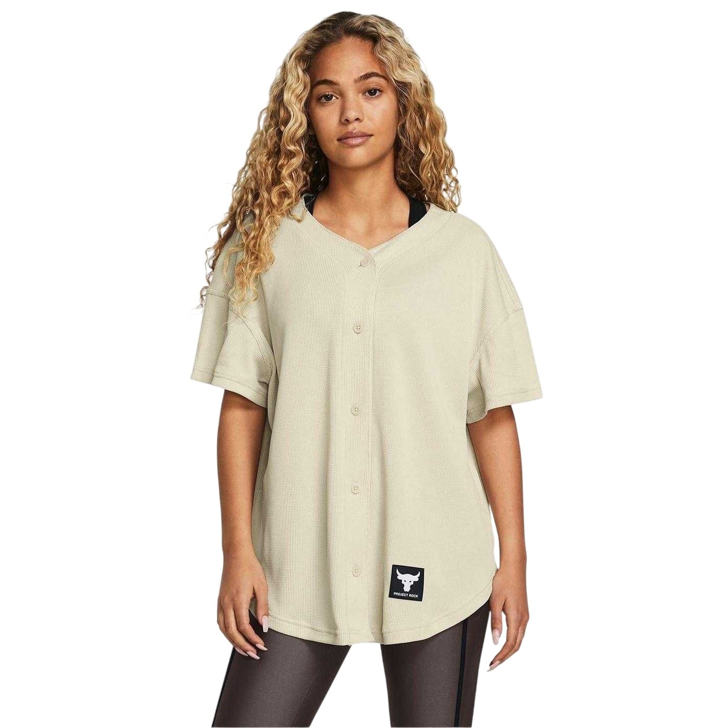 Beige - Pack Shot - Under Armour Womens-Ladies Project Rock Easy Go Shirt