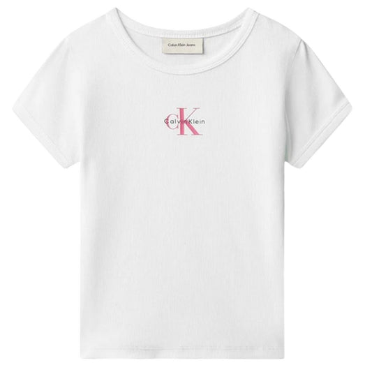 White - Front - Calvin Klein Girls Mono Crop Top