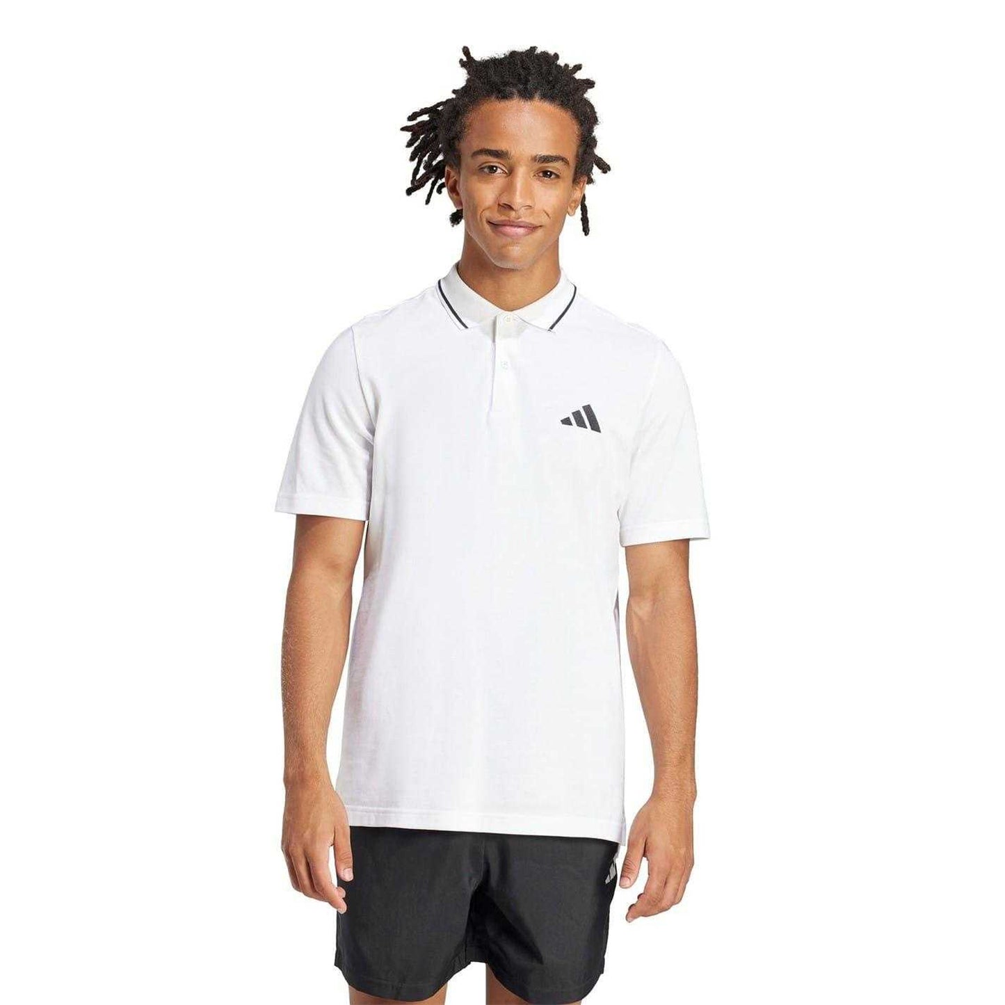 White-Black - Lifestyle - Adidas Mens 3 Stripes Cotton Polo Shirt