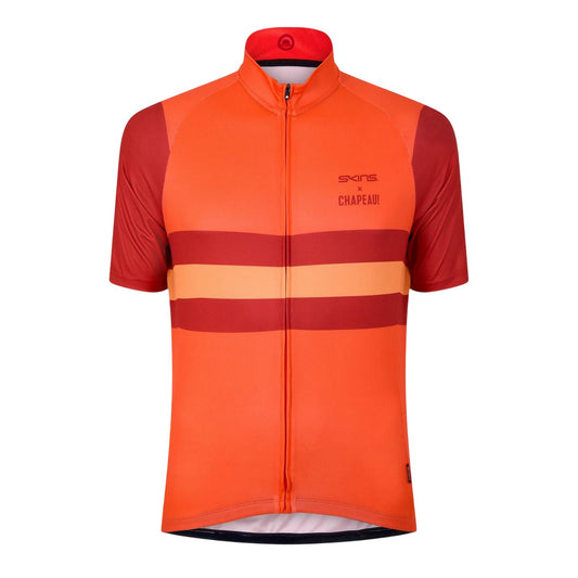 Red - Front - Skins Mens Zip Neck Slim Cycling Jacket