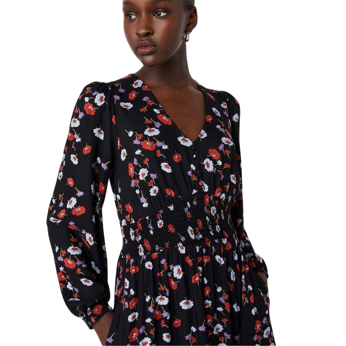 Black - Lifestyle - Finery Womens-Ladies Erina Floral Midi Dress