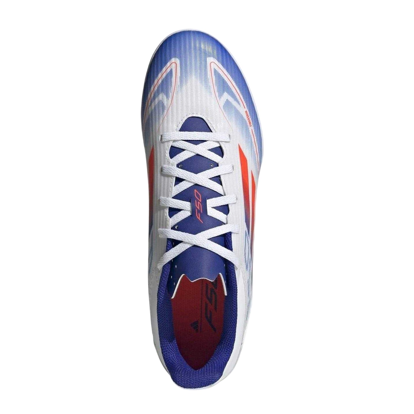 White-Red-Blue - Pack Shot - Adidas Mens F50 Club 3 Stripes Astro Turf Trainers
