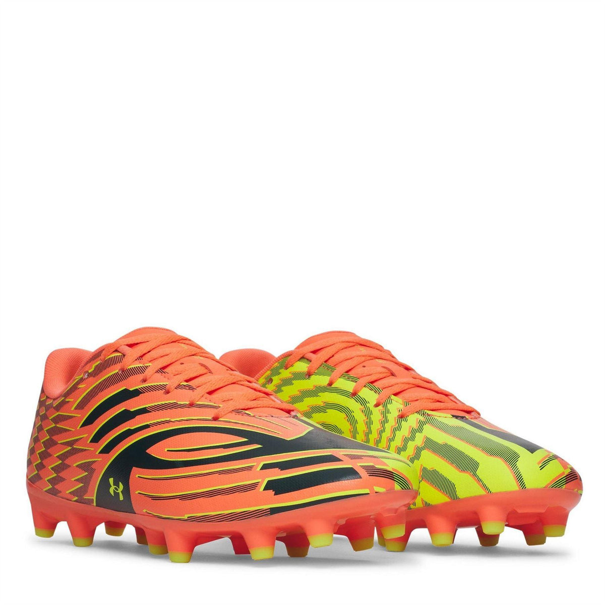 Orange-Black - Pack Shot - Under Armour Mens Shadow Club 4 Patterned Firm Ground Football Boots
