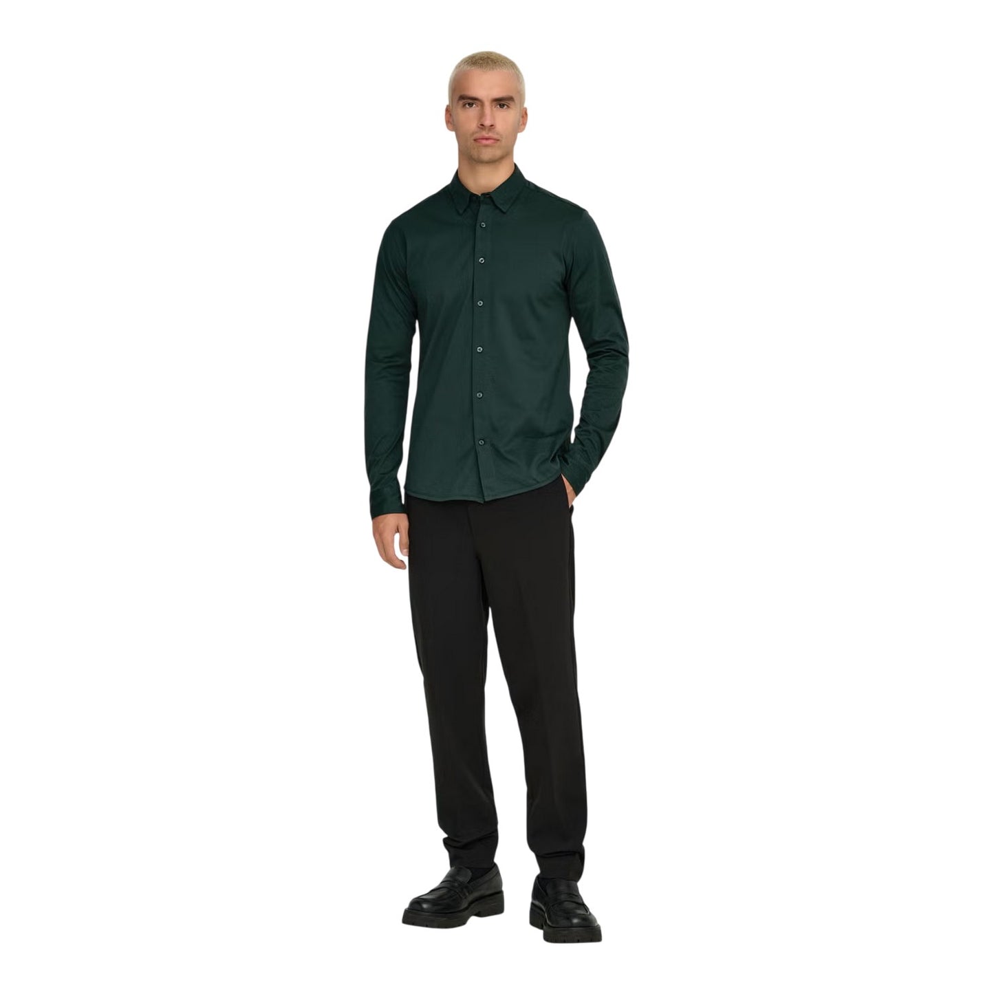 Darkest Spruce - Side - Only Mens Regular Long-Sleeved Shirt