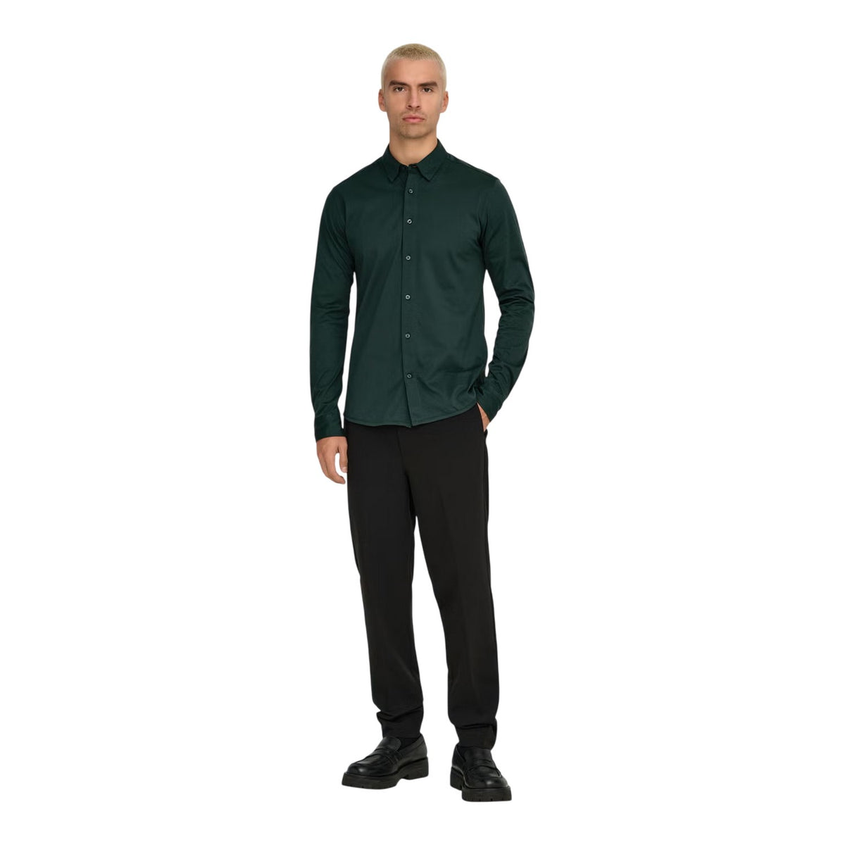 Darkest Spruce - Side - Only Mens Regular Long-Sleeved Shirt