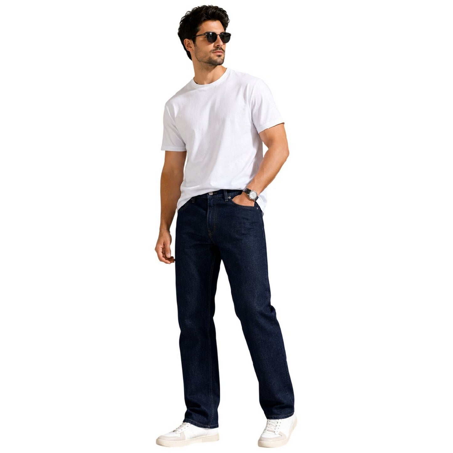 Black - Side - Levis Mens 5 Pockets Straight Leg Jeans