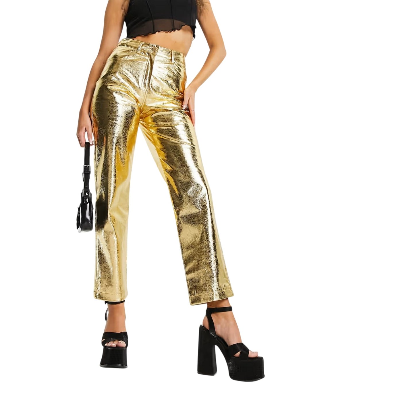 Gold - Lifestyle - AmyLynn Womens-Ladies Lupe Metallic Straight Trousers