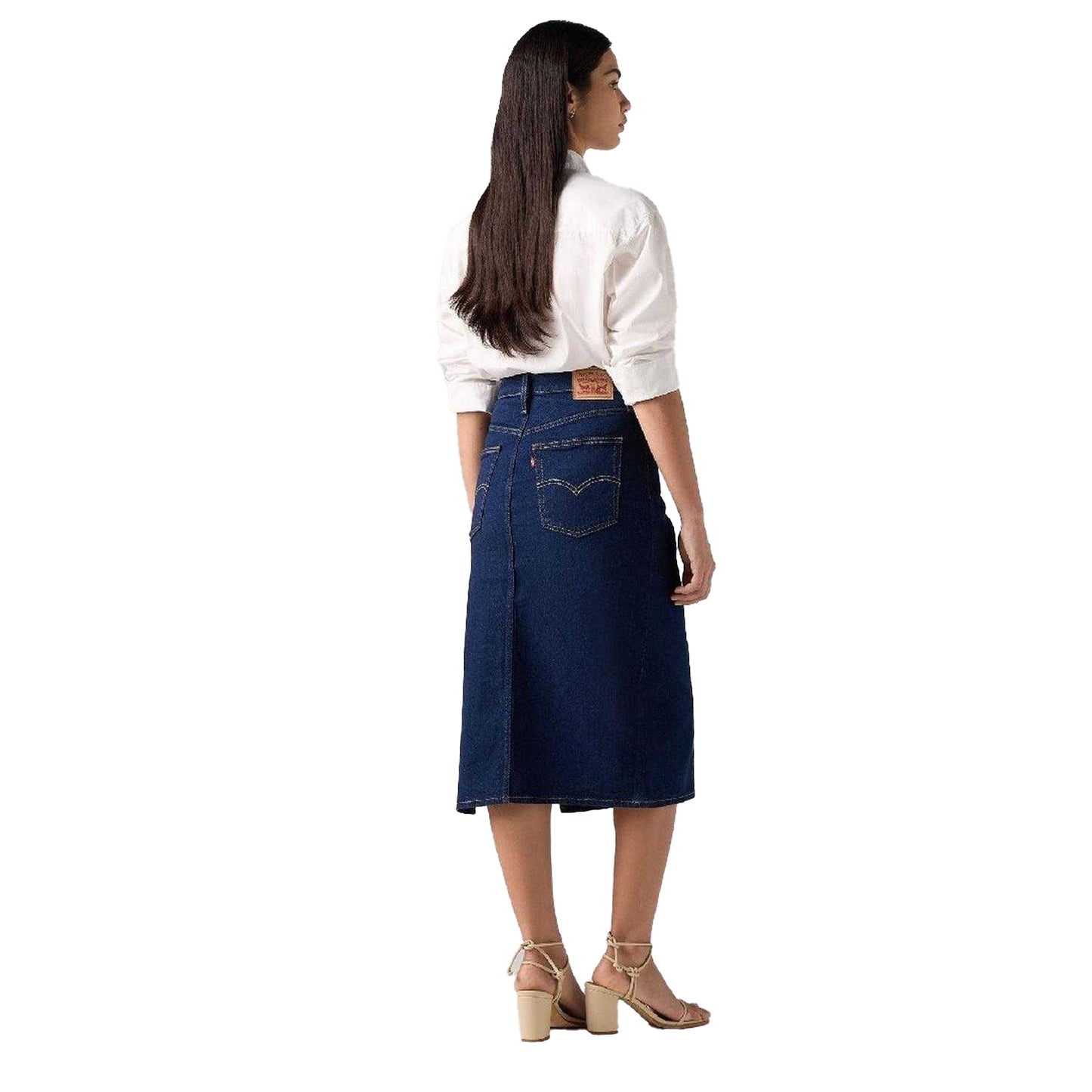 Blue Stone Wash - Lifestyle - Levis Womens-Ladies Side Slit Midi Skirt