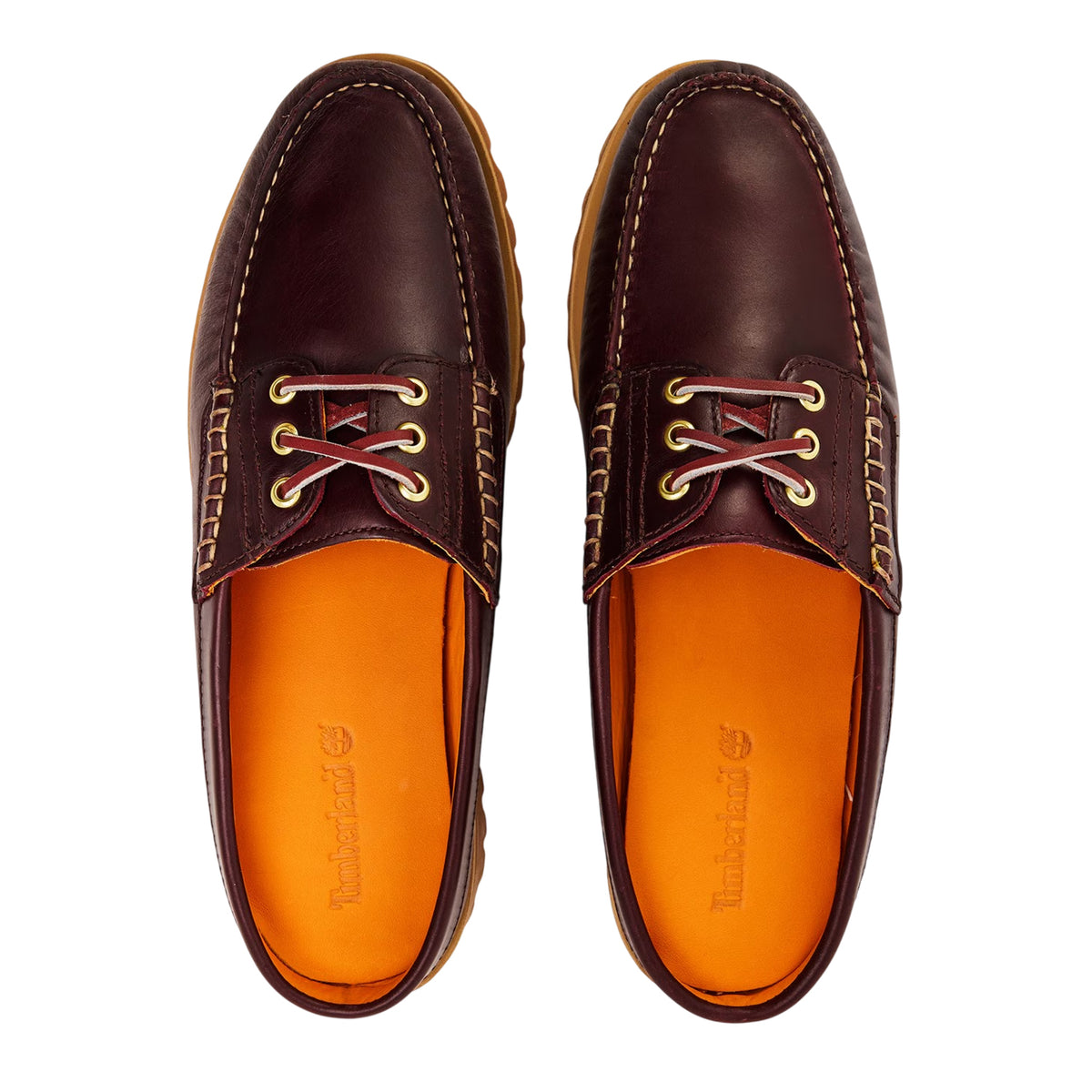 Burgundy - Side - Timberland Mens Vibram Leather Moc Toe Mules