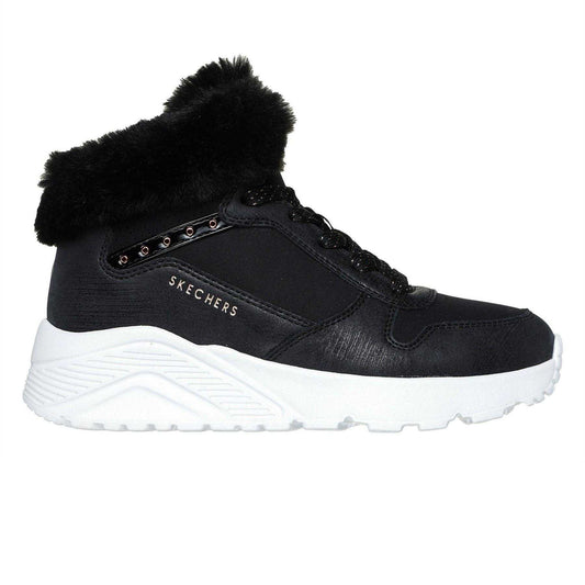 Black-Rose Gold - Front - Skechers Childrens-Kids Uno Lite High Top Trainers