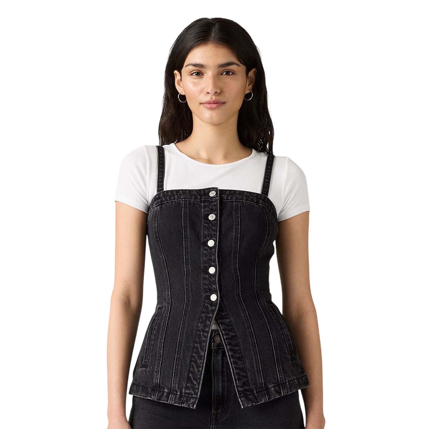 Black - Side - Levis Womens-Ladies Denim Corset Top