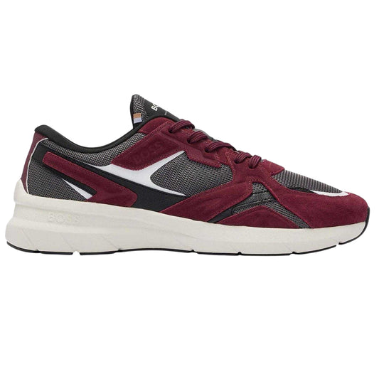 Red - Front - Boss Mens Owen Runn Suede Trainers