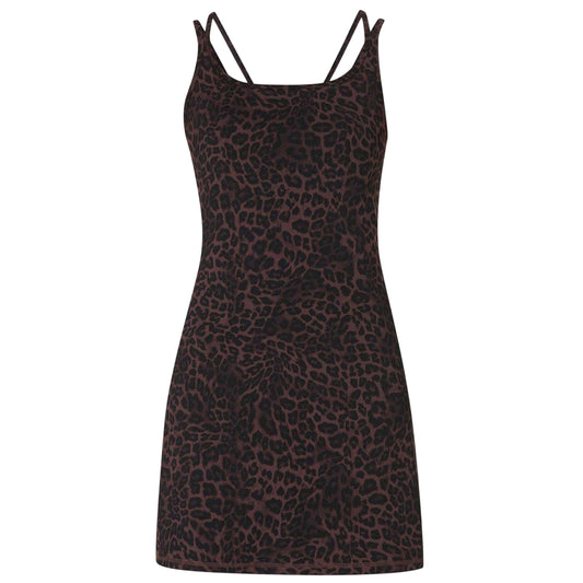 Brown - Front - Sweaty Betty Womens-Ladies Ultimate Studio Leopard Print Yoga Mini Dress