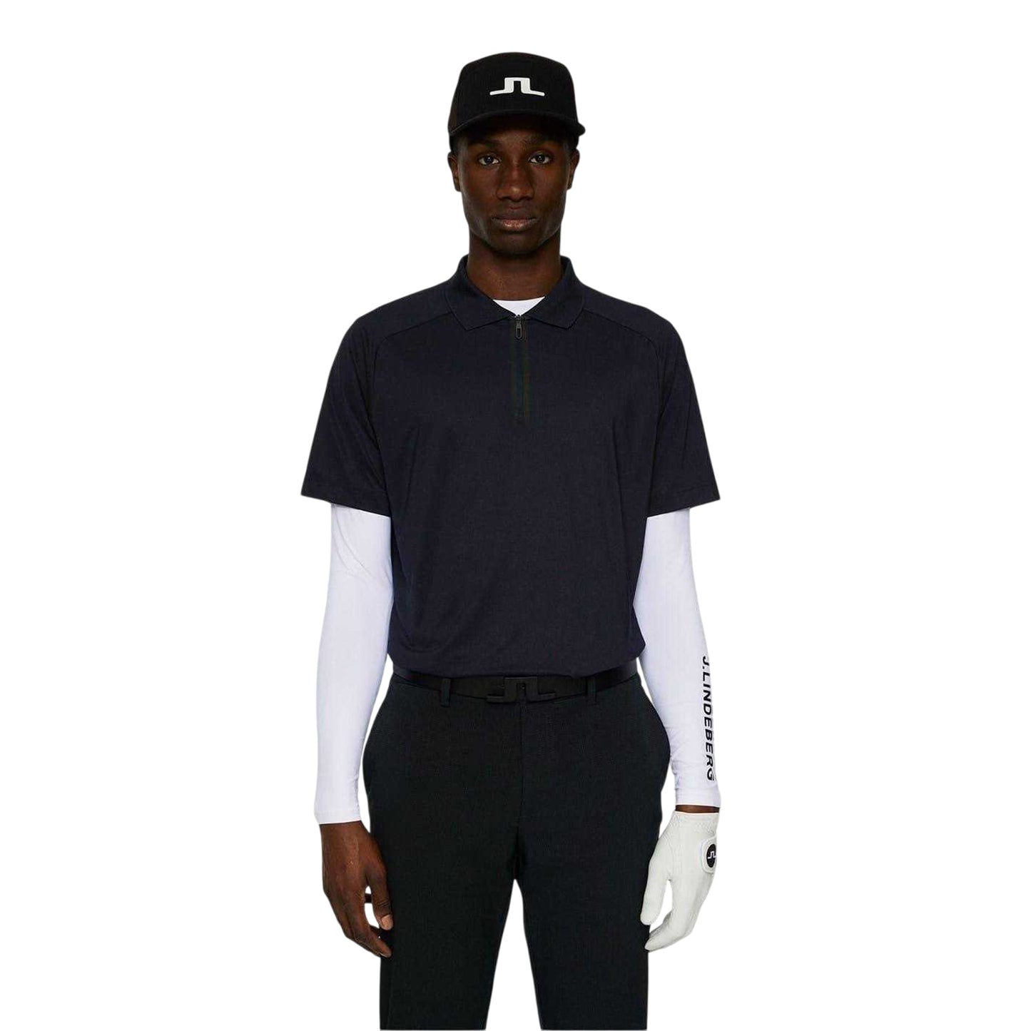 Navy - Side - J.Lindeberg Mens Regular Raglan Polo Shirt