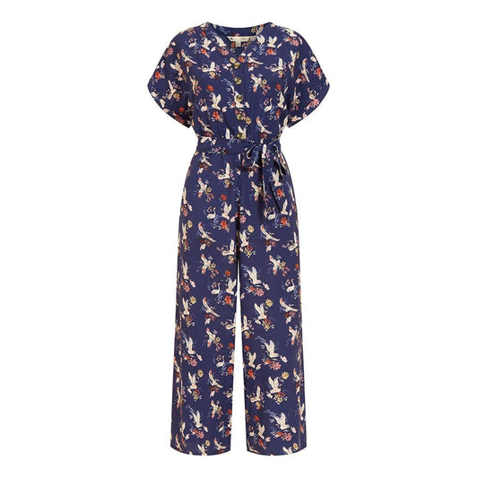 Navy - Front - Yumi Womens-Ladies Crane Jumpsuit