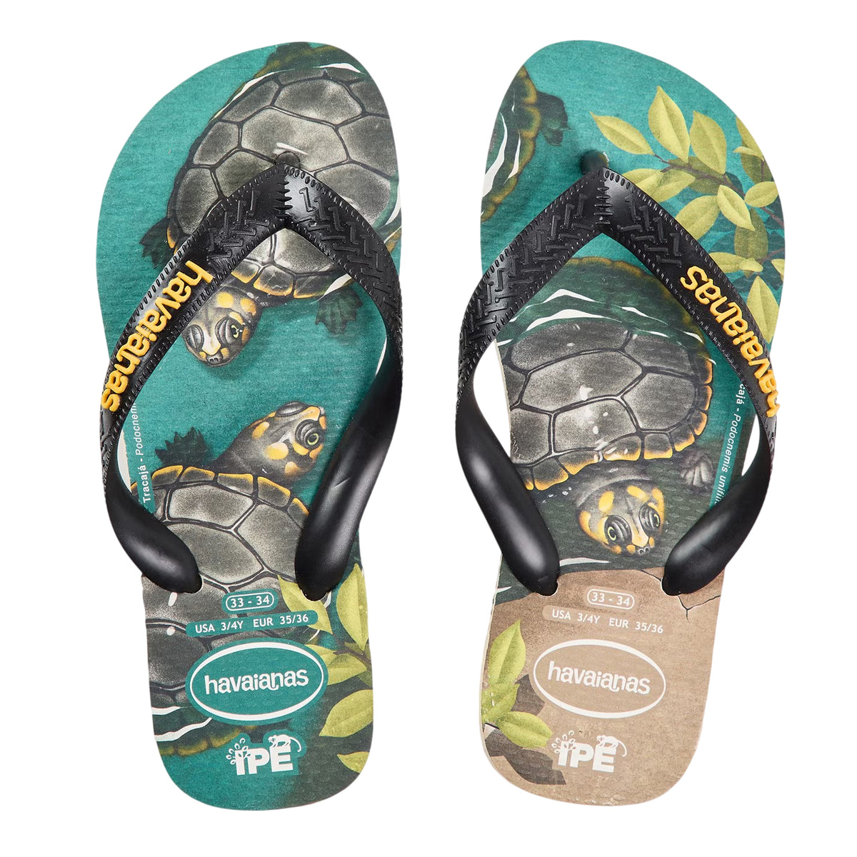 Beige-Yellow - Side - Havaianas Womens-Ladies Turtle Relaxed Fit Flip Flops