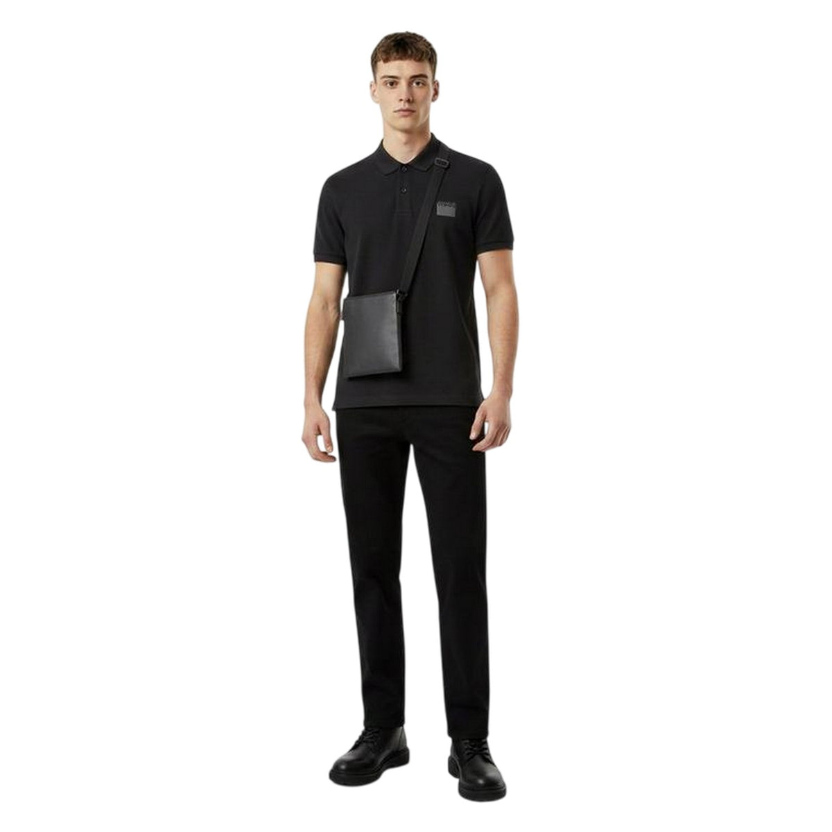 Black - Side - Hugo Mens Collared Short-Sleeved Polo Shirt