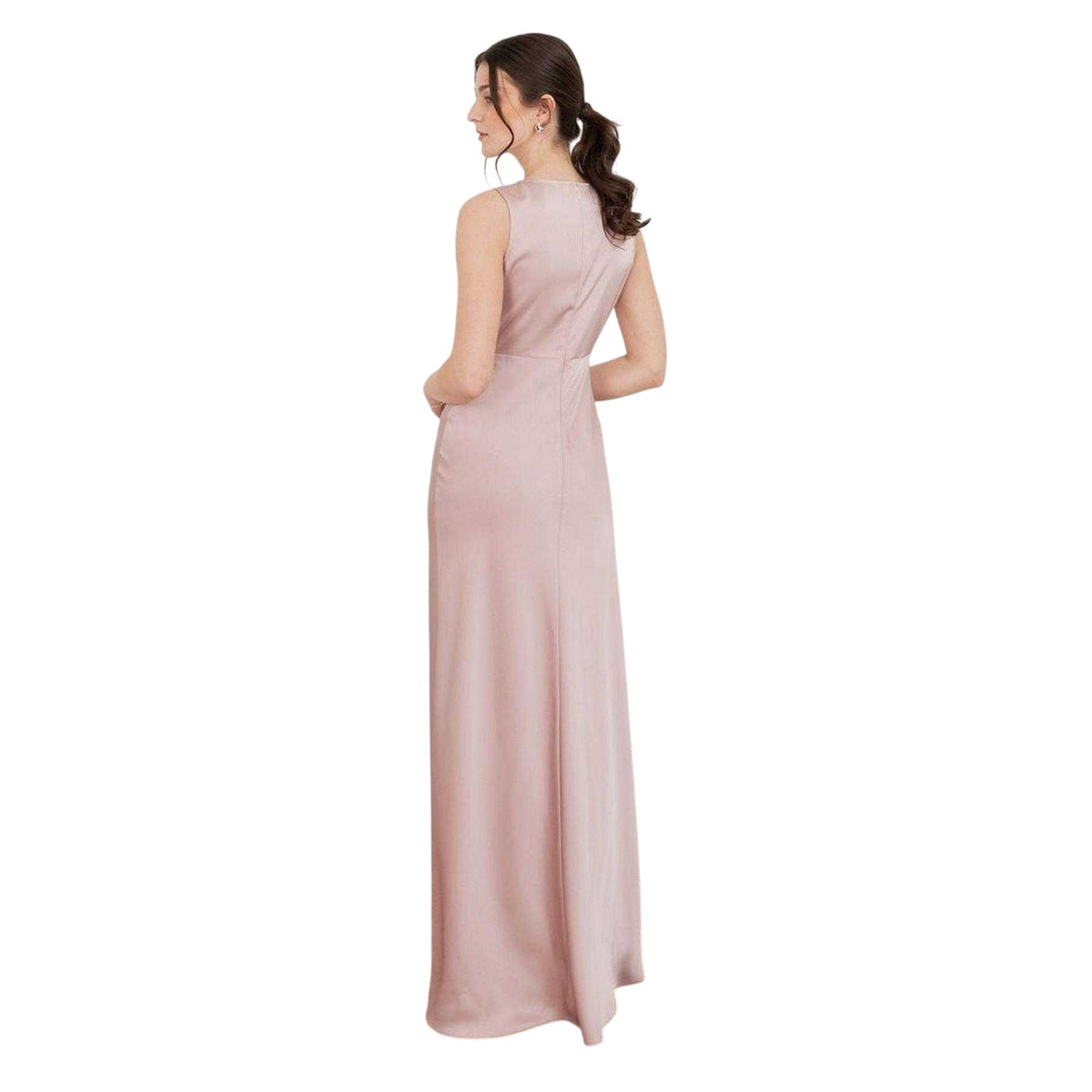 Sage Green - Pack Shot - Maya Deluxe Womens-Ladies Satin Open Back Bridesmaid Maxi Dress