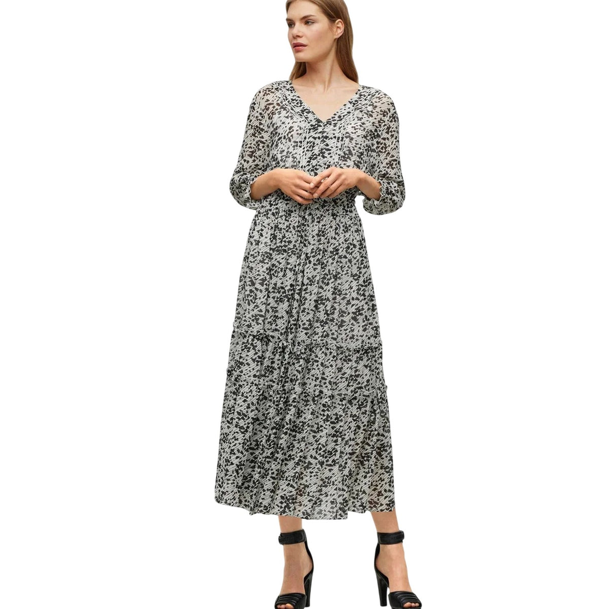 Brown - Lifestyle - Boss Womens-Ladies Dellima V Neck Wrap Dress