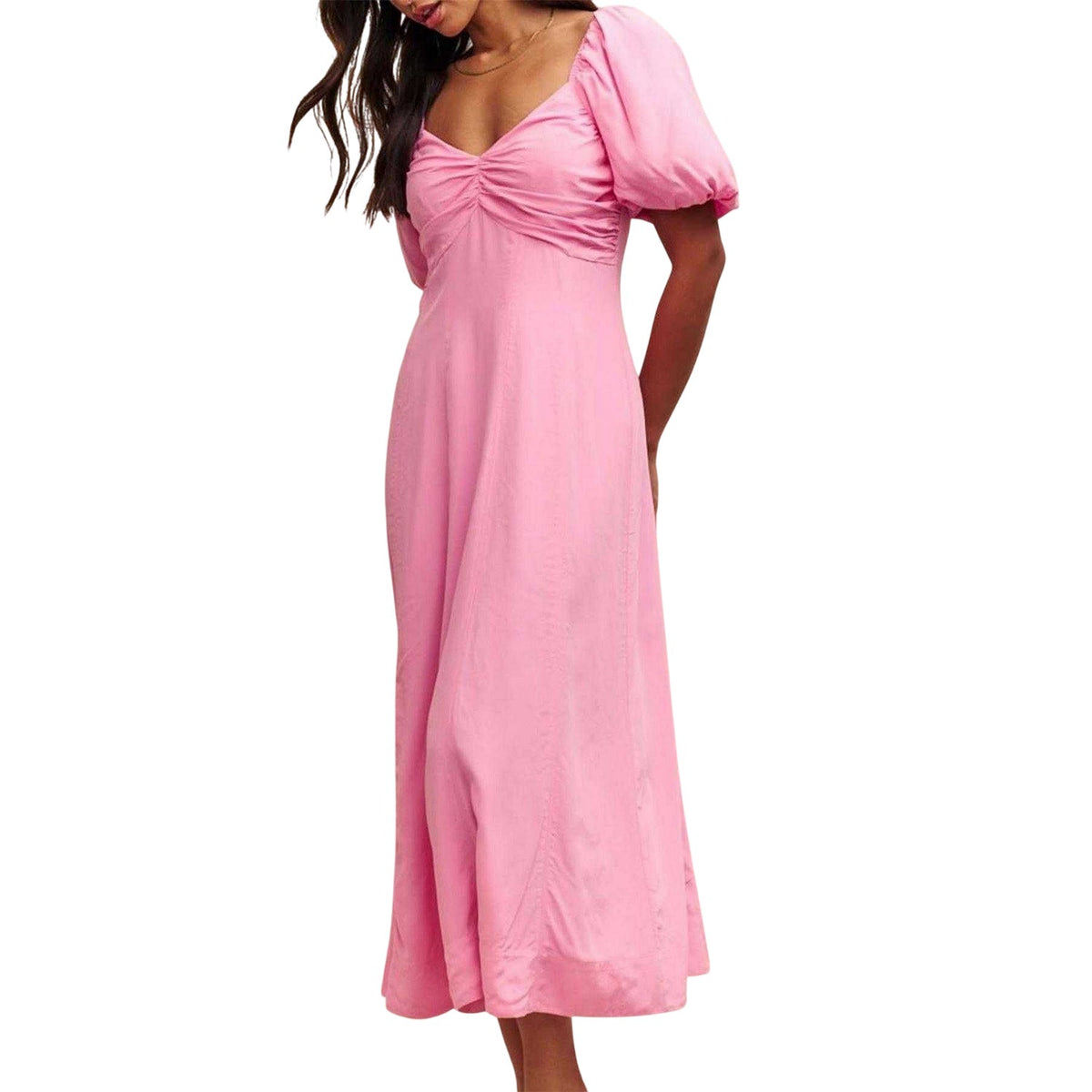 Pink - Lifestyle - Nobody´s Child Womens-Ladies Puff Sleeve Midaxi Dress